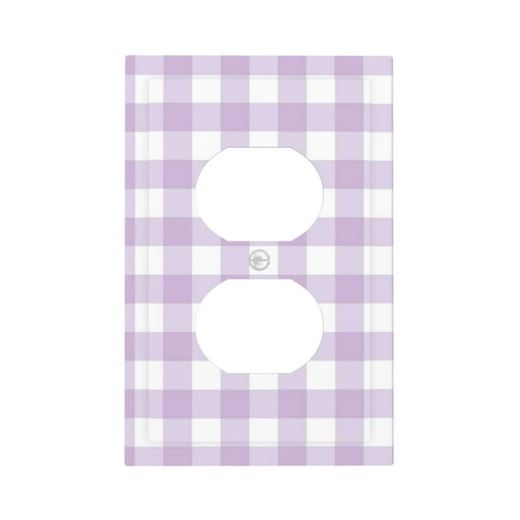 Disketp Purple Checkboard Decorative Light Switch or Outlet Wall Plate with Safety Cover-Style S