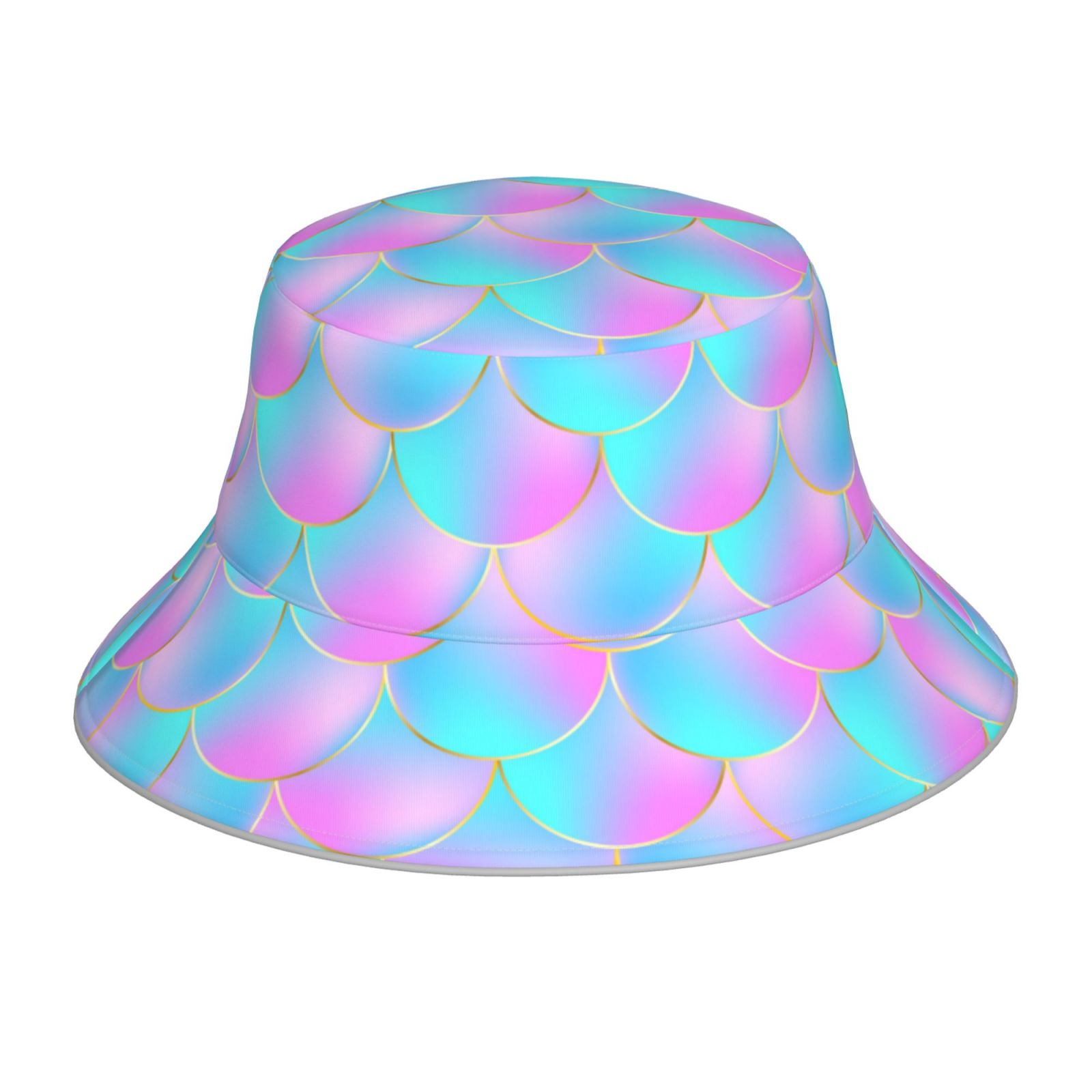 Disketp Purple Dragon Scales Print Reflective Bucket Hat Beach Hat