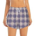thumbnail image 1 of Disketp Purple Floral Gingham Check Plaid Print Women's Shorts Workout Shorts for Athletic Gym Running Shorts with Phone Pockets X-Large, 1 of 8