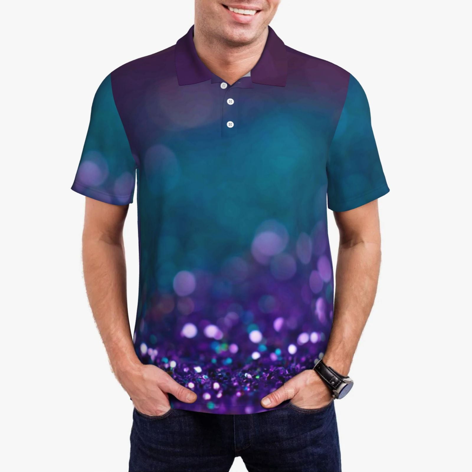 Purple Violet Plaid Men's Golf Shirts main image 1
