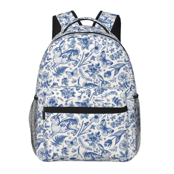 Disketp Rabbit And Butterfly Backpack for Men and Women - Lightweight Backpack Classical with Multi-pockets Casual Daypack for College Workplace Travel