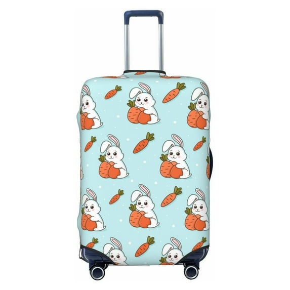 Disketp Rabbit Is Eating Carrots Elastic Travel Luggage Cover Travel Suitcase Protective Cover For Trunk Case Apply To 18''-32'' Suitcase Cover-Medium