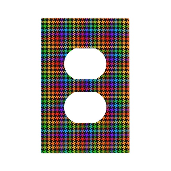 Disketp Rainbow Houndstooth Decorator Light Switch or Receptacle Outlet Wall Plate Decorator Wall Plate Child Safe Outlet Cover-Style S