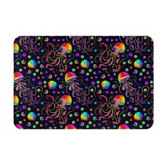 Disketp Rainbow Jellyfishes Mat For Front Door Outside - Doormat Outdoor Entrance - Welcome Mats Outdoor,Outside Entry And Outdoor Entrance 16''X24''