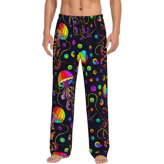 Disketp Rainbow Jellyfishes Men'S Pajama Pants - Ultra Soft Fleece Sleep And Lounge Pants (Size: S-Xxl)