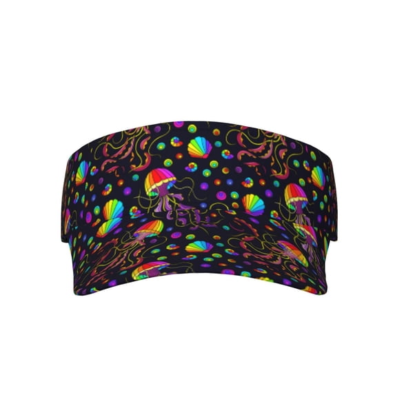Disketp Rainbow Jellyfishes Sun Visors for Women Men Unisex Tennis Golf Visor Hat Adjustable Summer Hats Sport Outdoor Visor Hat UV Protection Cap