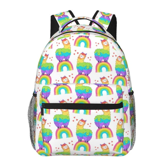 Disketp Rainbow Llama Backpack for Men and Women - Lightweight Backpack Classical with Multi-pockets Casual Daypack for College Workplace Travel