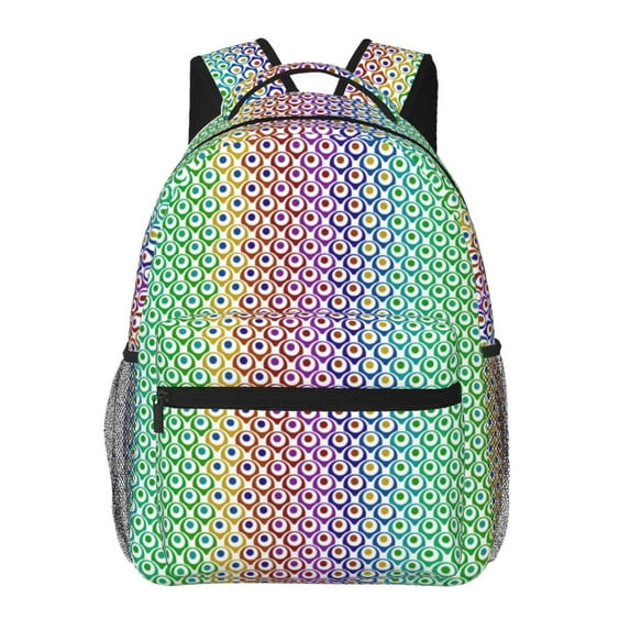 Disketp Rainbow Peacock Feathers Backpack for Men and Women - Lightweight Backpack Classical with Multi-pockets Casual Daypack for College Workplace Travel