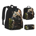 thumbnail image 1 of Disketp Realistic Style Cute Cat Large Capacity Backpack Lunch Bag Pencil Case Combination 3 Piece Set for Student, 1 of 7
