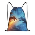 thumbnail image 1 of Disketp Red And Blue Fire Dragon A Drawstring Backpack Drawstring Gym Bags Draw String Bags for Sports, Gym, Travel, Swimming, Beach-Small, 1 of 6
