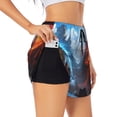 thumbnail image 1 of Disketp Red And Blue Fire Mountains Print Women's Shorts Workout Shorts for Athletic Gym Running Shorts with Phone Pockets Small, 1 of 5
