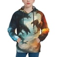 thumbnail image 1 of Disketp Red And Blue Flame Wave Dragon Youth Hoodie Sweatshirt for Boys Girls Kids Pullover Hooded Classic Casual Essentials Hoodie-Medium, 1 of 6