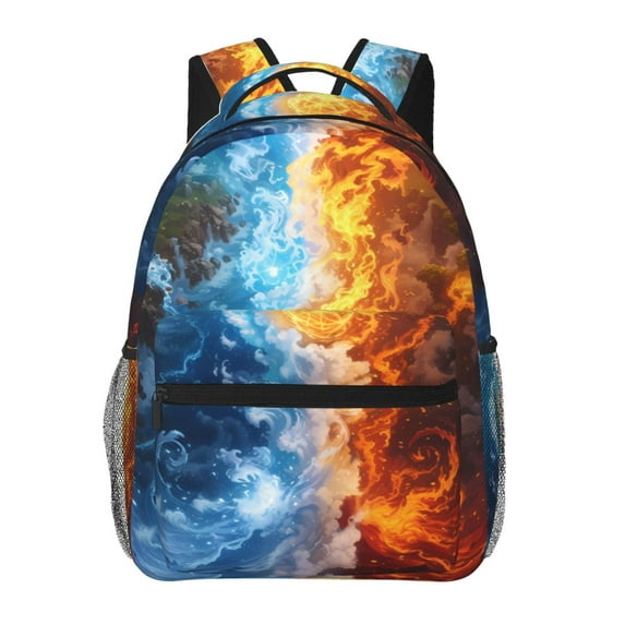 Disketp Red And Blue Flame Waves Backpack for Men and Women - Lightweight Backpack Classical with Multi-pockets Casual Daypack for College Workplace Travel