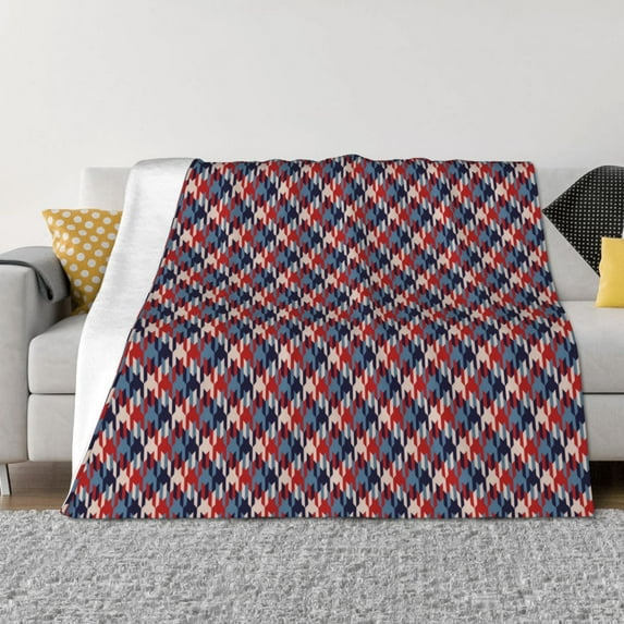 Disketp Red Blue Checked Flannel Blankets - Thick and Warm Blanket for Winter, Soft Fuzzy Plush King Blanket for All Seasons-40"x30"