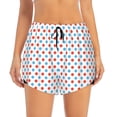 thumbnail image 1 of Disketp Red Blue Polka Dots Print Women's Shorts Workout Shorts for Athletic Gym Running Shorts with Phone Pockets, 1 of 8