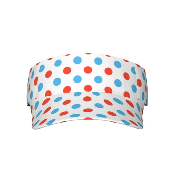 Disketp Red Blue Polka Dots Sun Visors For Women Men Unisex Tennis Golf Visor Hat Adjustable Summer Hats Sport Outdoor Visor Hat Uv Protection Cap