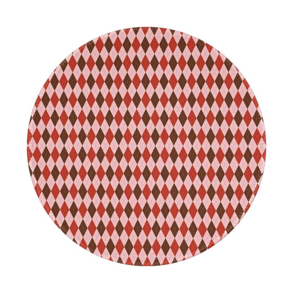 Disketp Red and Brown Squares Small Mouse Pad 7.9x7.9 Inches,Washable Round Mousepad for Office Laptop Computer,Non-Slip Rubber Base Mouse Pads for Wireless Mouse