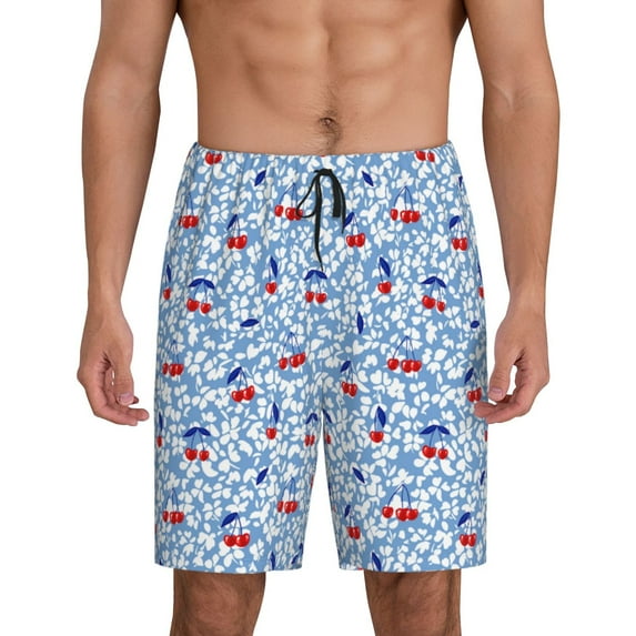 Disketp Red Cherries for Men's Soft Sleep Pajama Shorts Lightweight Lounge Pant Sleep Pj with Elastic Waistband and Pockets-XX-Large