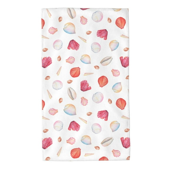 Disketp Red Coral And Scallop Seashell Print Bathroom Towels,Cotton Towel,Soft Towels For Kitchen And Bath