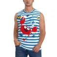 thumbnail image 1 of Disketp Red Funny Crab On Blue Stripe Sleeveless Tshirts For Men, Muscle Shirts For Men Dry Fit Tank Top-Large, 1 of 8