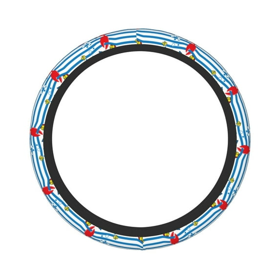 Disketp Red Funny Crab on Blue Stripe Elastic Microfiber Steering Wheel Cover for Truck,SUV,Cars,Universal 15 inch,Anti-Slip