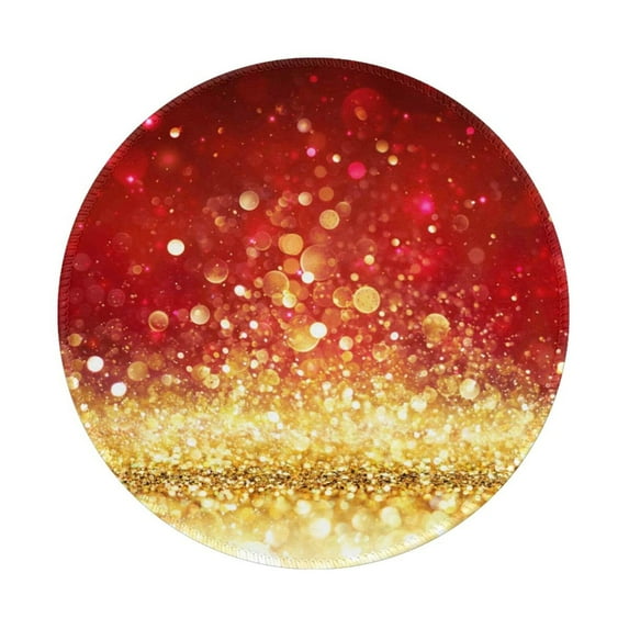 Disketp Red Gold Glitter Small Mouse Pad 7.9x7.9 Inches,Washable Round Mousepad For Office Laptop Computer,Non-Slip Rubber Base Mouse Pads For Wireless Mouse