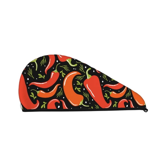 Disketp Red Hot Chili Microfiber Hair Towel Wrap,Hair Drying Towel With Button,Towel Turban,Head Towel To Dry Hair Quickly For Girls And Women