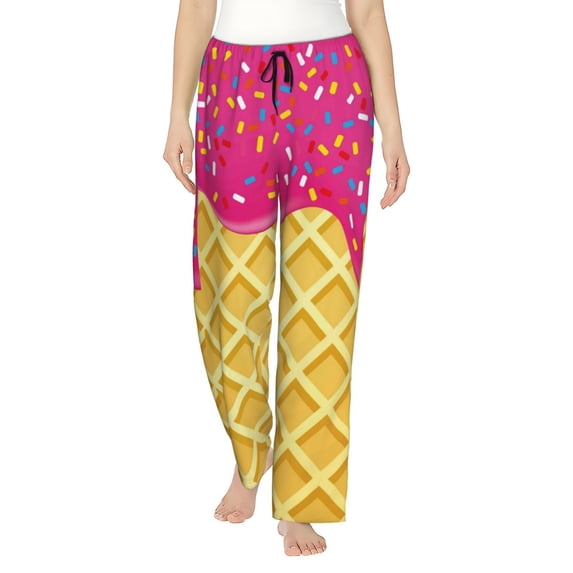 Disketp Red Ice Cream Print Women'S Comfy Pajama Pants Casual Drawstring Palazzo Lounge Wide Leg Pants