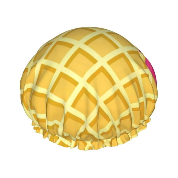 Disketp Red Ice Cream Shower Caps,Reusable Shower Cap For Women, Double Layer Waterproof Hair Cap, Large Size For All Hair Lengths,For Girls Spa Home Salon Use