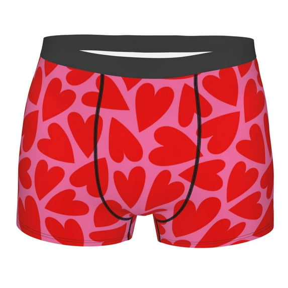 Disketp Red Love Heart Men'S Boxer Briefs,Soft And Breathable Cotton Underwear With Comfortflex Waistband