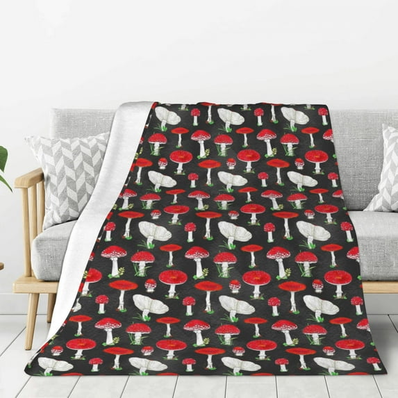 Disketp Red Mushrooms Cozy Flannel Fleece Throw Blanket: Has a velvety texture for All Seasons - Perfect for Women, Men, & Kids"40"x30"
