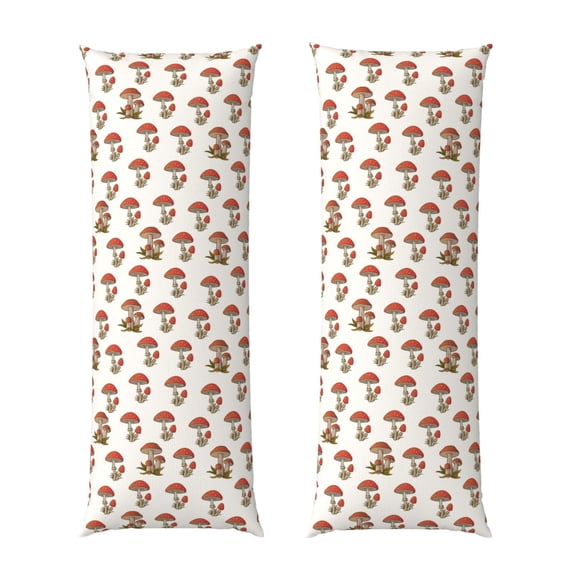 Disketp Red Mushrooms Print Body Pillow Cover - Super Soft 20x54 Body Pillow Case,Long Side Hidden Zipper