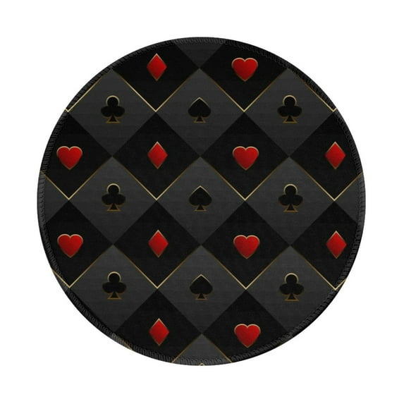 Disketp Red Poker Small Mouse Pad 7.9x7.9 Inches,Washable Round Mousepad For Office Laptop Computer,Non-Slip Rubber Base Mouse Pads For Wireless Mouse