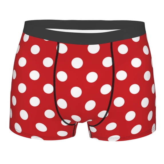 Disketp Red Polka Dot Men'S Boxer Briefs,Soft And Breathable Cotton Underwear With Comfortflex Waistband