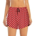 thumbnail image 1 of Disketp Red Polka Dot Print Women's Shorts Workout Shorts for Athletic Gym Running Shorts with Phone Pockets Small, 1 of 8