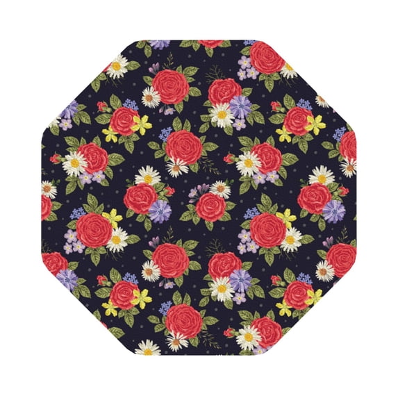 Disketp Red Rose Flower Funny Coasters,6 Pcs Leather Coasters with Holder, Perfect Housewarming Hostess Gifts,Protect Furniture from Water Marks Scratch and Damage