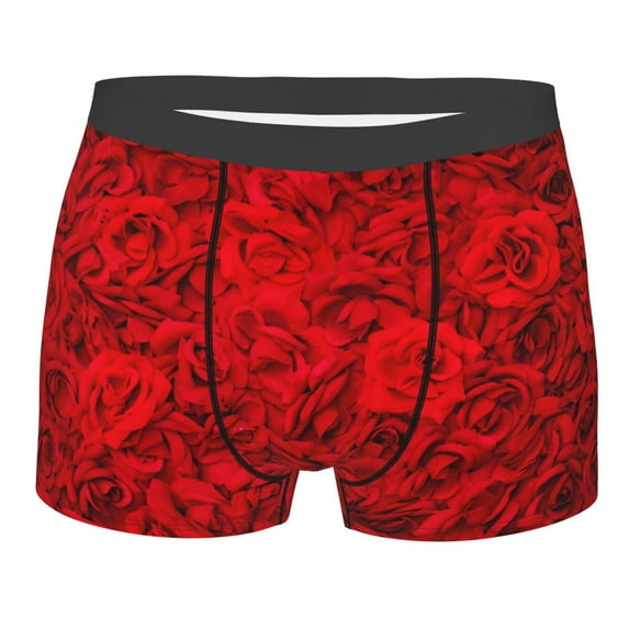 Disketp Red Rose Men'S Boxer Briefs,Soft And Breathable Cotton Underwear With Comfortflex Waistband