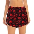 thumbnail image 1 of Disketp Red Skulls Print Women's Shorts Workout Shorts for Athletic Gym Running Shorts with Phone Pockets Medium, 1 of 8