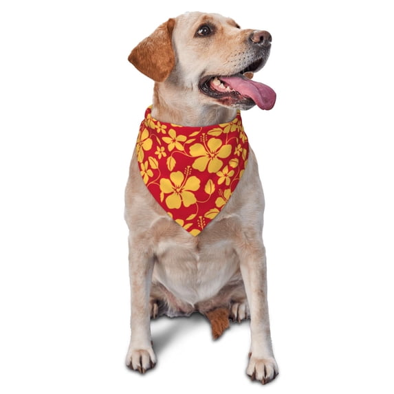 Disketp Red Vintage Flowers Dog Bandanas 1PC Triangle Adjustable Puppy Bandana Bib Handkerchief for Large Medium Girl Dogs Pets Gift