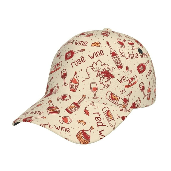 Disketp Red Wine Print Baseball Caps For Outdoor Sports Fashion Casual Outdoor Caps Men Women