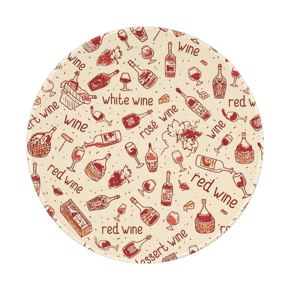 Disketp Red Wine Small Mouse Pad 7.9x7.9 Inches,Washable Round Mousepad For Office Laptop Computer,Non-Slip Rubber Base Mouse Pads For Wireless Mouse