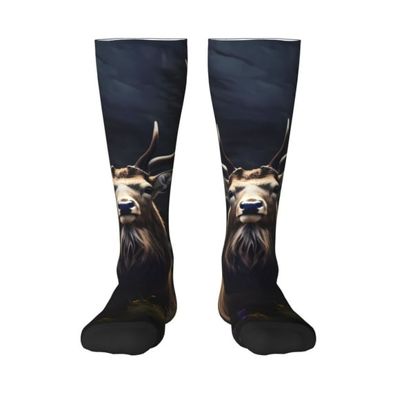 Disketp Regal Stag In Forest Print Unisex Contrast Color Stockings Lightweight Breathable Ventilation Ankle Contrast Color Stockings, Contrast Color Stockings for Daily
