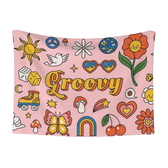 Disketp Retro 70s Hippie Dog Blanket/Bed Cover for Dogs and Cats,Puppy Essentials-Large