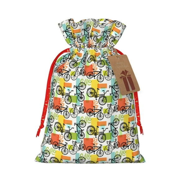 Disketp Retro Bike Gift Bags, Holiday Gift Wrap Christmas Bags for Gifts Christmas Sacks Ideal for Christmas Wrapping & Decorations Party Favors-Small