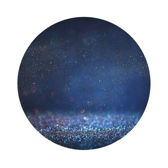 Disketp Retro Blue Glitter Funny Coasters,6 Pcs Leather Coasters With Holder, Perfect Housewarming Hostess Gifts,Protect Furniture From Water Marks Scratch And Damage