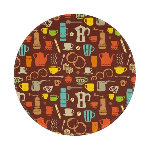 Disketp Retro Coffee Small Mouse Pad 7.9x7.9 Inches,Washable Round Mousepad for Office Laptop Computer,Non-Slip Rubber Base Mouse Pads for Wireless Mouse