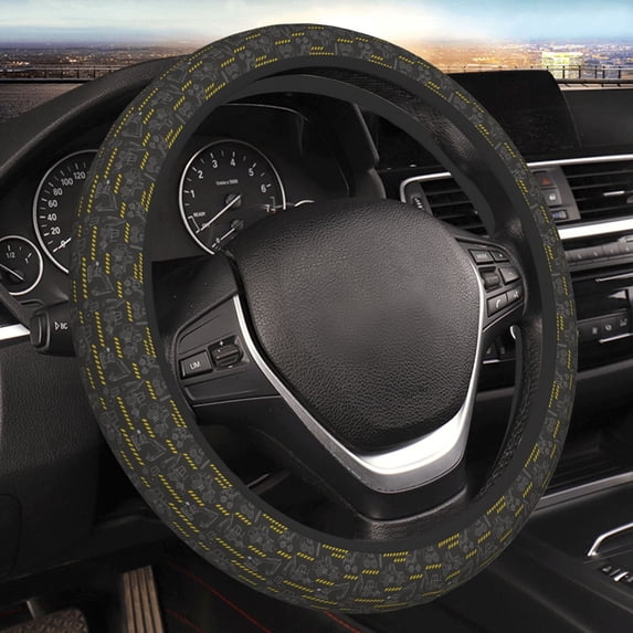 Disketp Retro Excavator Elastic Microfiber Steering Wheel Cover for Truck,SUV,Cars,Universal 15 inch,Anti-Slip