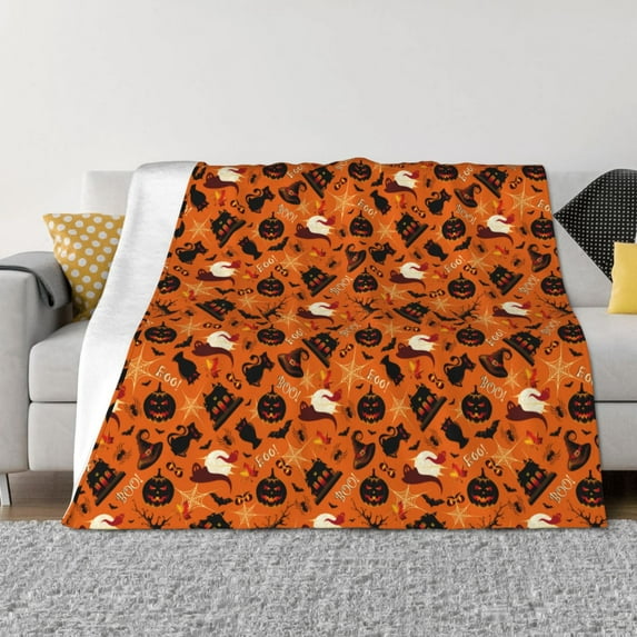 Disketp Retro Halloween Flannel Blankets - Thick and Warm Blanket for Winter, Soft Fuzzy Plush King Blanket for All Seasons-60"x50"