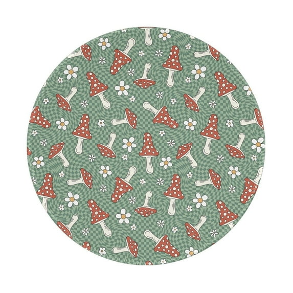Disketp Retro Hippie Groovy Mushroom Small Mouse Pad 7.9x7.9 Inches,Washable Round Mousepad for Office Laptop Computer,Non-Slip Rubber Base Mouse Pads for Wireless Mouse