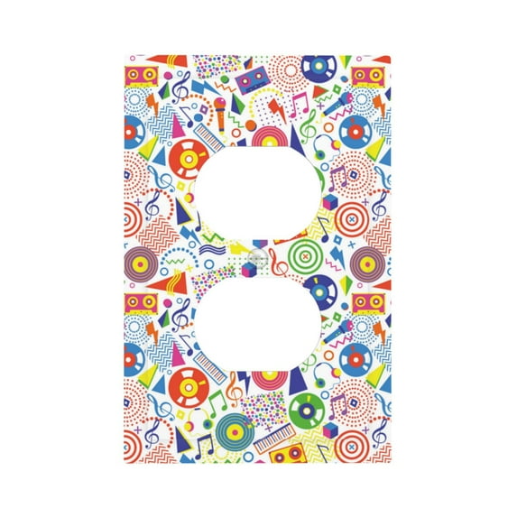 Disketp Retro Musi Disco Decorator Light Switch or Receptacle Outlet Wall Plate Decorator Wall Plate Child Safe Outlet Cover-Style S
